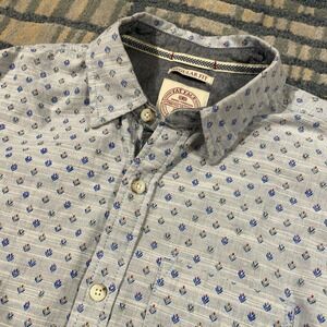 Fat Face Shirt Mens Small Gray Floral Long Sleeve Button Up Regular Fit Casual